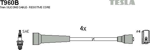 TESLA T960B - Комплект проводов зажигания autosila-amz.com