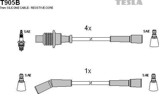 TESLA T905B - Комплект проводов зажигания autosila-amz.com