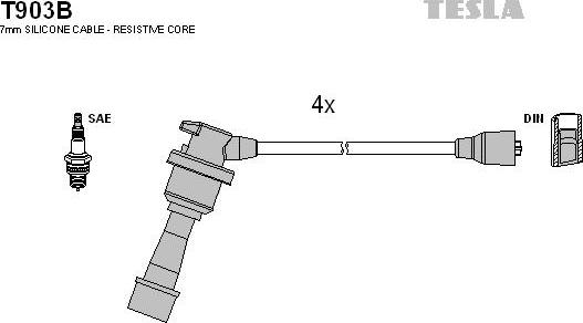 TESLA T903B - Комплект проводов зажигания autosila-amz.com