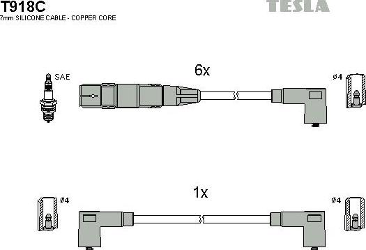 TESLA T918C - Комплект проводов зажигания autosila-amz.com