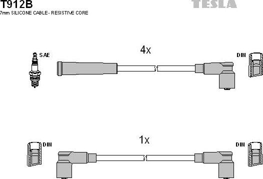 TESLA T912B - Комплект проводов зажигания autosila-amz.com
