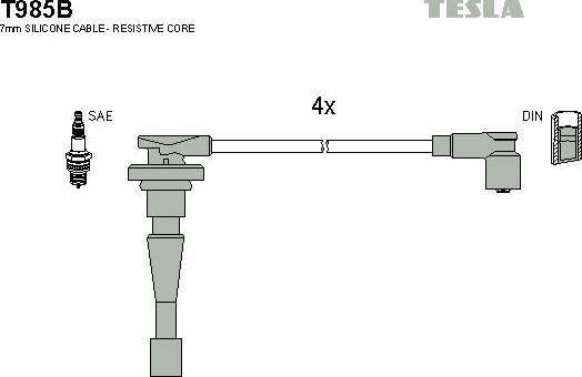 TESLA T985B - Комплект проводов зажигания autosila-amz.com