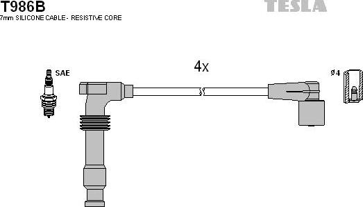 TESLA T986B - Комплект проводов зажигания autosila-amz.com