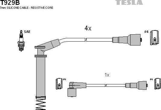 TESLA T929B - Комплект проводов зажигания autosila-amz.com