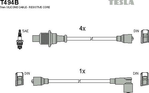TESLA T494B - Комплект проводов зажигания autosila-amz.com