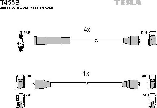 TESLA T455B - Комплект проводов зажигания autosila-amz.com