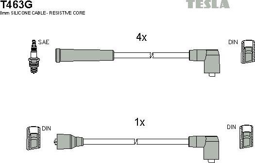 TESLA T463G - Комплект проводов зажигания autosila-amz.com