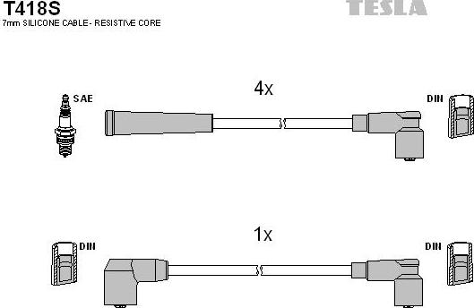 TESLA T418S - Комплект проводов зажигания autosila-amz.com