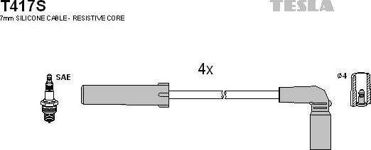 TESLA T417S - Комплект проводов зажигания autosila-amz.com
