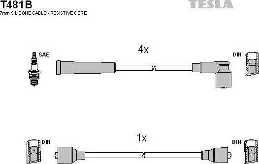 TESLA T481B - Комплект проводов зажигания autosila-amz.com