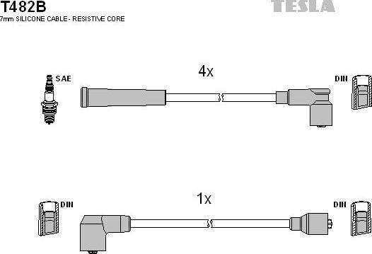 TESLA T482B - Комплект проводов зажигания autosila-amz.com