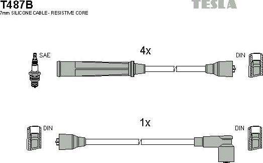 TESLA T487B - Комплект проводов зажигания autosila-amz.com