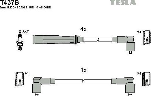 TESLA T437B - Комплект проводов зажигания autosila-amz.com