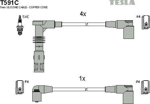 TESLA T591C - Комплект проводов зажигания autosila-amz.com