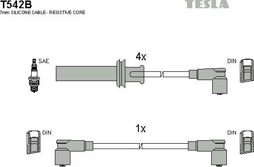 TESLA T542B - Комплект проводов зажигания autosila-amz.com