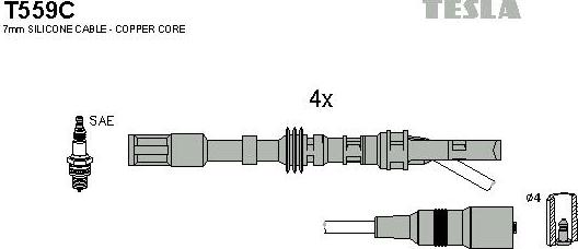 TESLA T559C - Комплект проводов зажигания autosila-amz.com