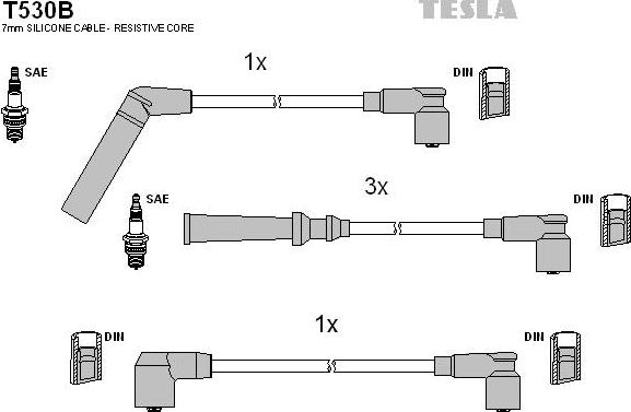 TESLA T530B - Комплект проводов зажигания autosila-amz.com