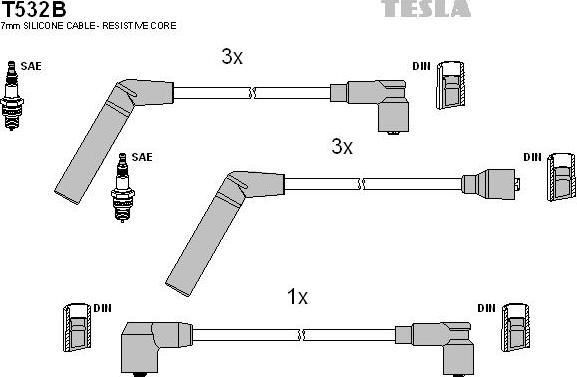 TESLA T532B - Комплект проводов зажигания autosila-amz.com