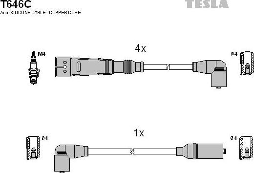 TESLA T646C - Комплект проводов зажигания autosila-amz.com