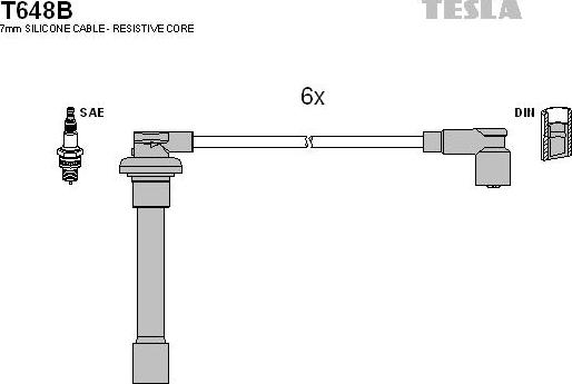 TESLA T648B - Комплект проводов зажигания autosila-amz.com