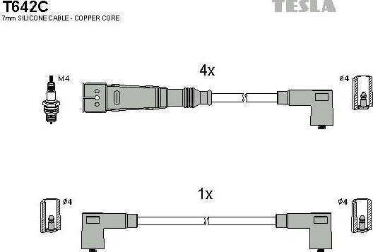 TESLA T642C - Комплект проводов зажигания autosila-amz.com