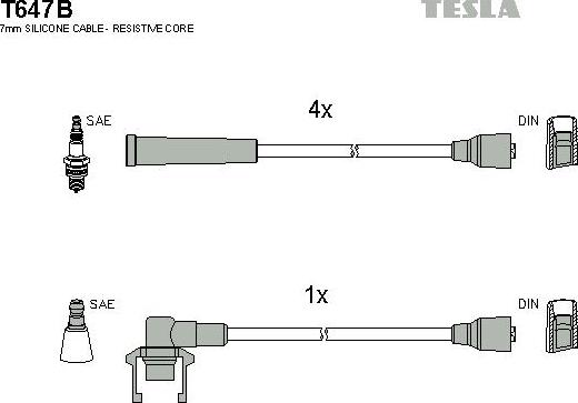 TESLA T647B - Комплект проводов зажигания autosila-amz.com