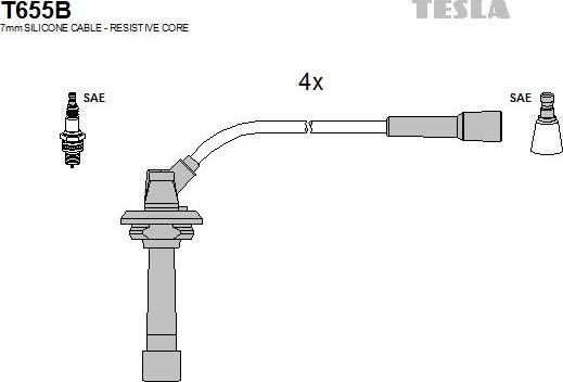 TESLA T655B - Комплект проводов зажигания autosila-amz.com