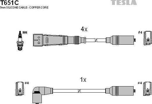 TESLA T651C - Комплект проводов зажигания autosila-amz.com
