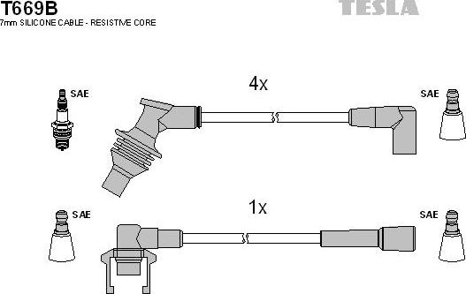 TESLA T669B - Комплект проводов зажигания autosila-amz.com