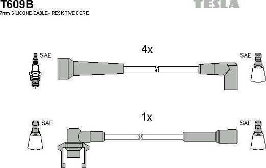 TESLA T609B - Комплект проводов зажигания autosila-amz.com