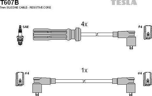 TESLA T607B - Комплект проводов зажигания autosila-amz.com