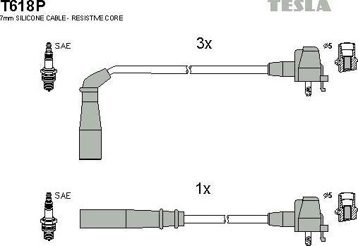 TESLA T618P - Комплект проводов зажигания autosila-amz.com