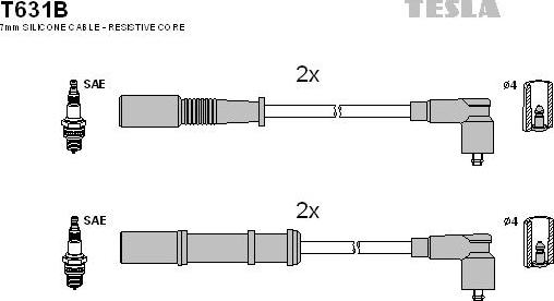 TESLA T631B - Комплект проводов зажигания autosila-amz.com