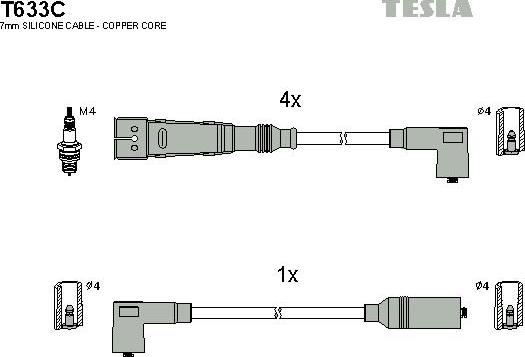 TESLA T633C - Комплект проводов зажигания autosila-amz.com