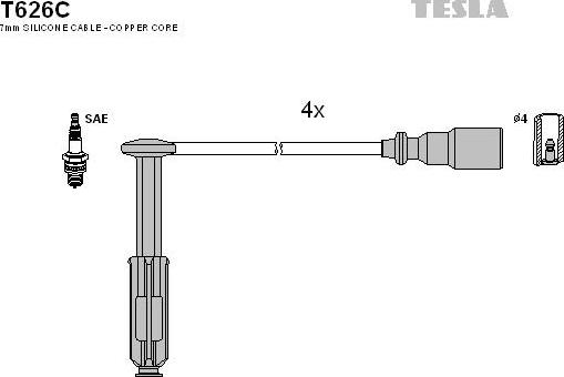 TESLA T626C - Комплект проводов зажигания autosila-amz.com
