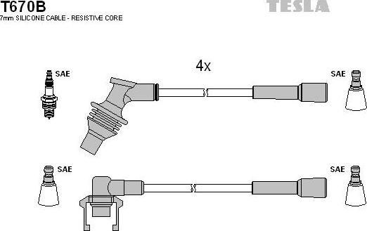 TESLA T670B - Комплект проводов зажигания autosila-amz.com