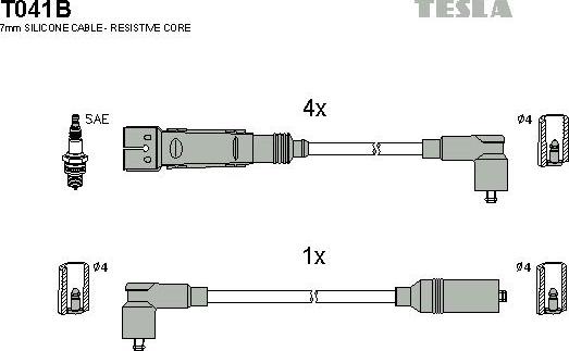 TESLA T041B - Комплект проводов зажигания autosila-amz.com