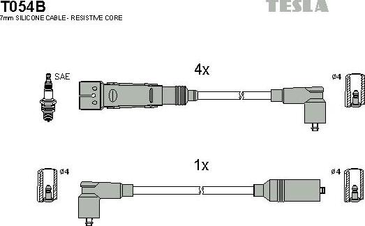 TESLA T054B - Комплект проводов зажигания autosila-amz.com