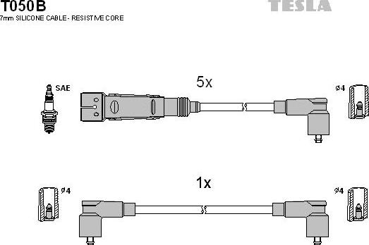 TESLA T050B - Комплект проводов зажигания autosila-amz.com