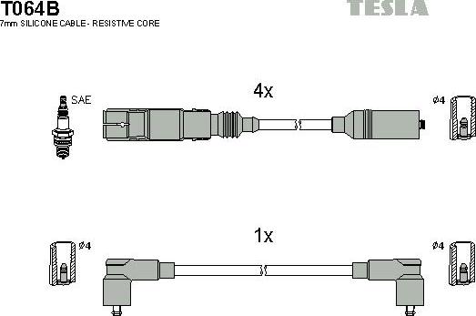 TESLA T064B - Комплект проводов зажигания autosila-amz.com