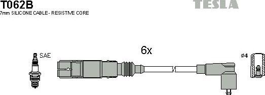 TESLA T062B - Комплект проводов зажигания autosila-amz.com