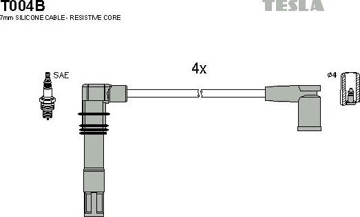 TESLA T004B - Комплект проводов зажигания autosila-amz.com