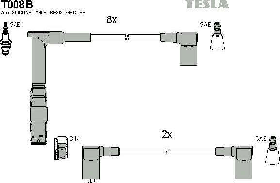 TESLA T008B - Комплект проводов зажигания autosila-amz.com
