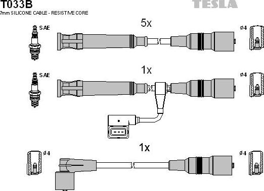 TESLA T033B - Комплект проводов зажигания autosila-amz.com