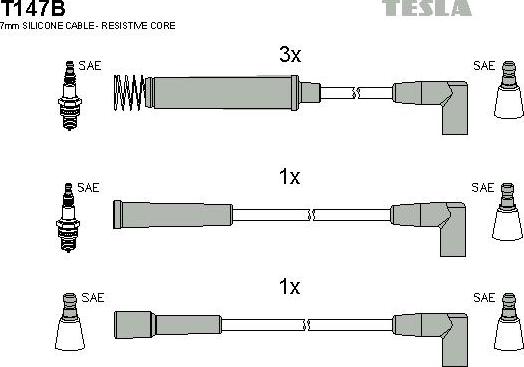 TESLA T147B - Комплект проводов зажигания autosila-amz.com