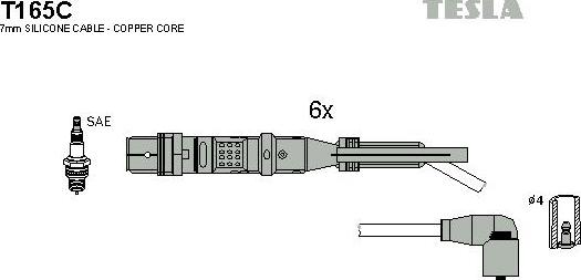 TESLA T165C - Комплект проводов зажигания autosila-amz.com