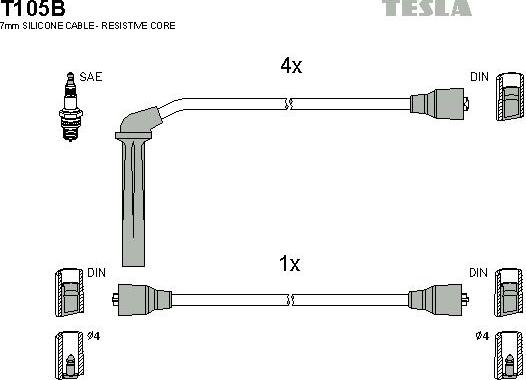 TESLA T105B - Комплект проводов зажигания autosila-amz.com