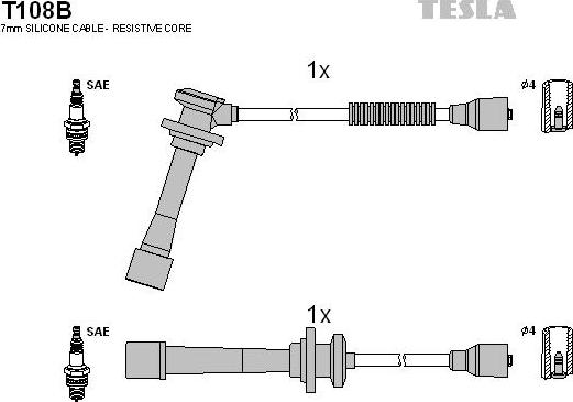 TESLA T108B - Комплект проводов зажигания autosila-amz.com