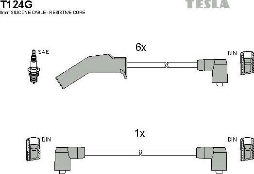 TESLA T124G - Комплект проводов зажигания autosila-amz.com