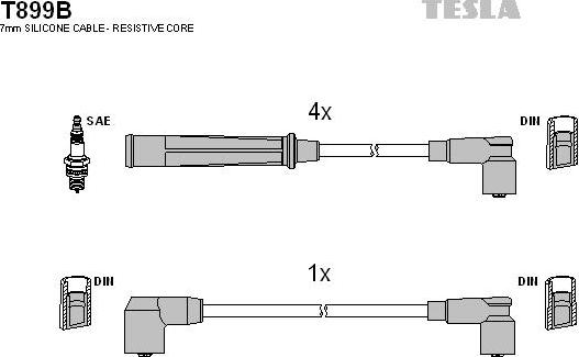 TESLA T899B - Комплект проводов зажигания autosila-amz.com